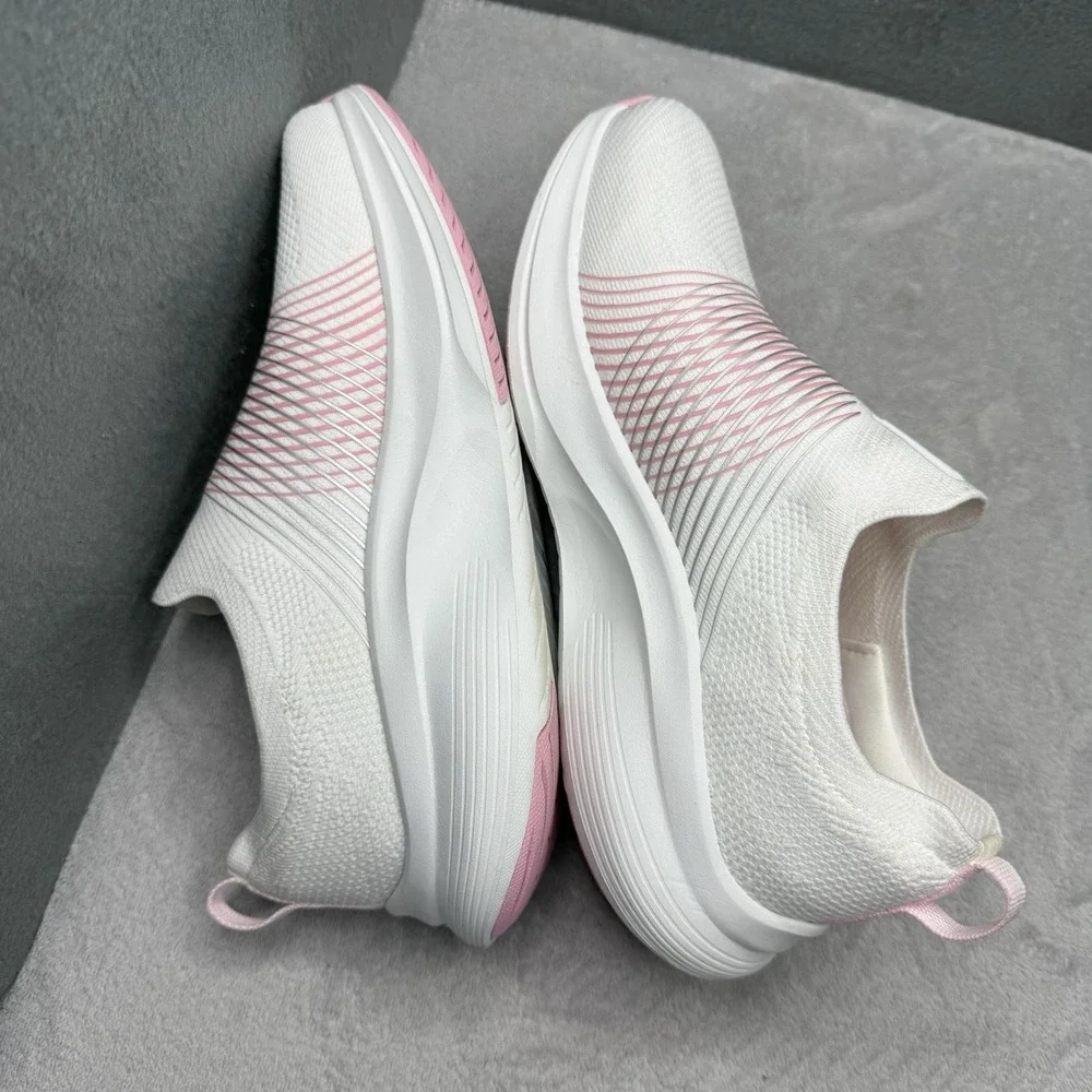 Skechers GO WALK Max Walker Sally Slip-On Shoes White Pink Women's Size 7.5